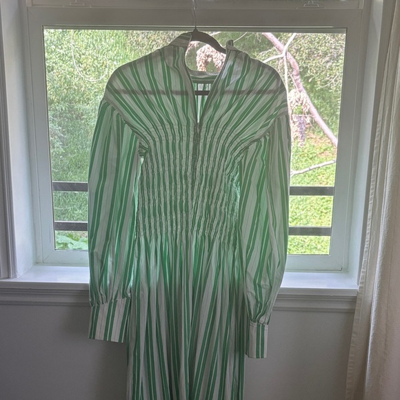 Ganni Green Striped Women's Dress Size 36 - Picture 3 of 5